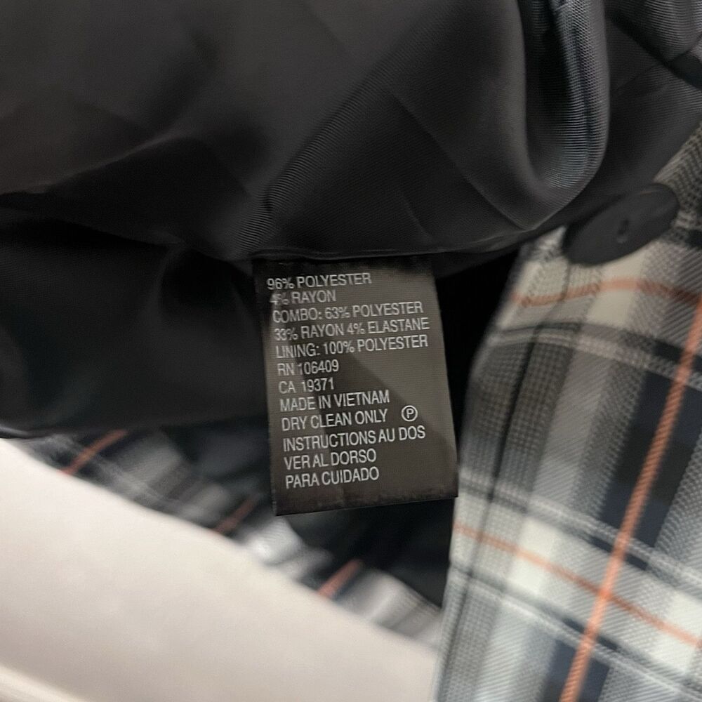 Tahari ASL Gray Navy Plaid Blazer Jacket Size 16 Preppy Clueless Old Money - Picture 9 of 9